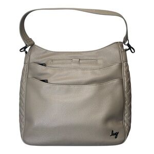 Lug Cable Car Classic Vegan Leather Shoulder Crossbody Messenger RIFD Bag Cream